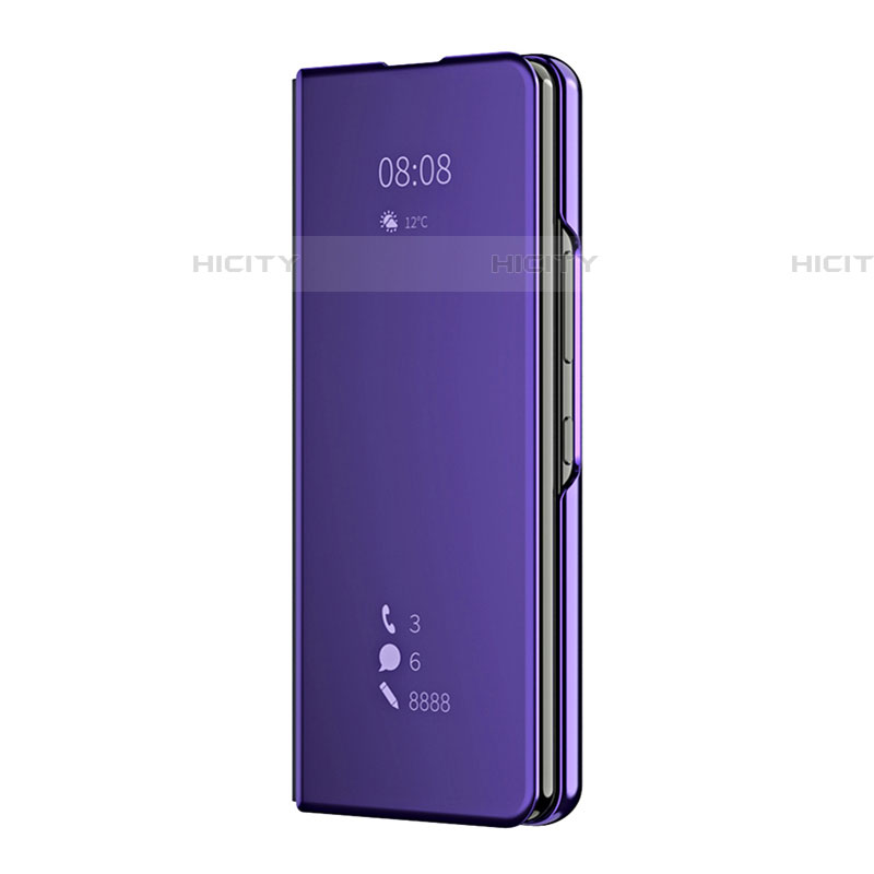 Custodia Portafoglio In Pelle Cover con Supporto Laterale Specchio Cover ZL2 per Samsung Galaxy Z Fold4 5G Viola