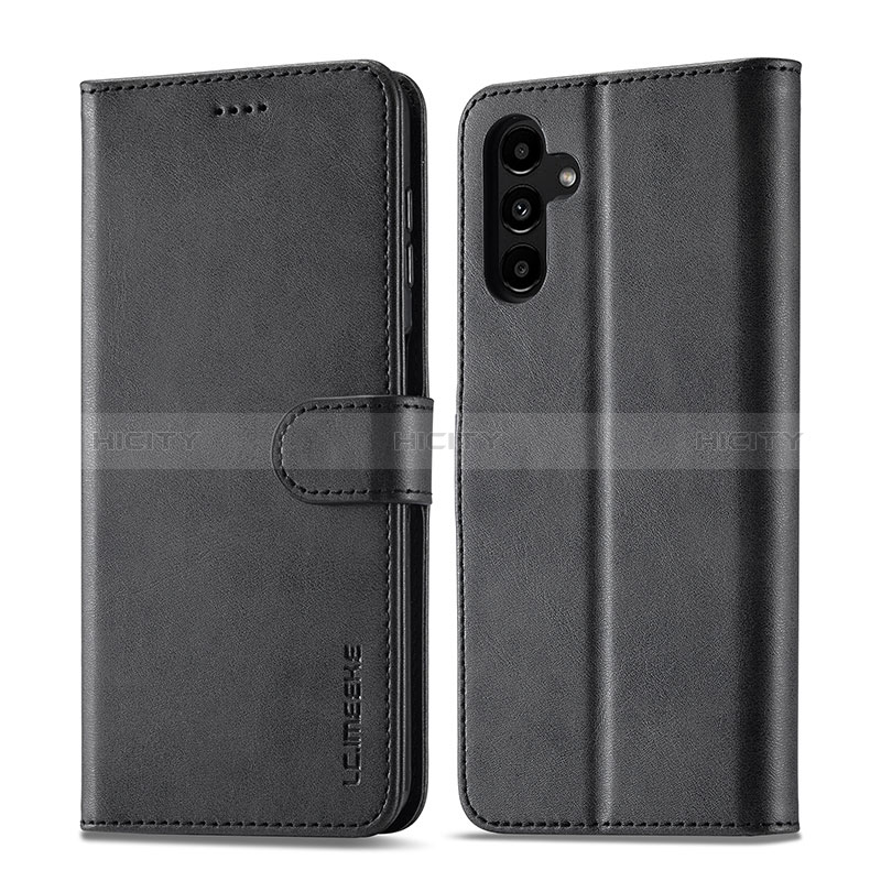 Custodia Portafoglio In Pelle Cover con Supporto LC1 per Samsung Galaxy A04s Nero