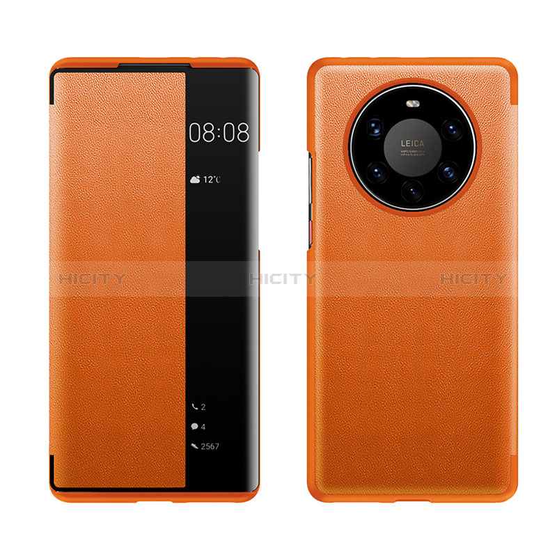 Custodia Portafoglio In Pelle Cover con Supporto LF1 per Huawei Mate 40 Pro+ Plus Arancione