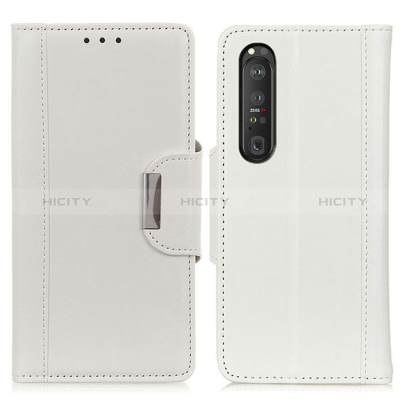 Custodia Portafoglio In Pelle Cover con Supporto M01L per Sony Xperia 1 III Bianco