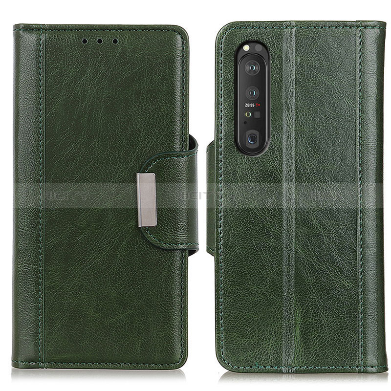 Custodia Portafoglio In Pelle Cover con Supporto M01L per Sony Xperia 1 III Verde