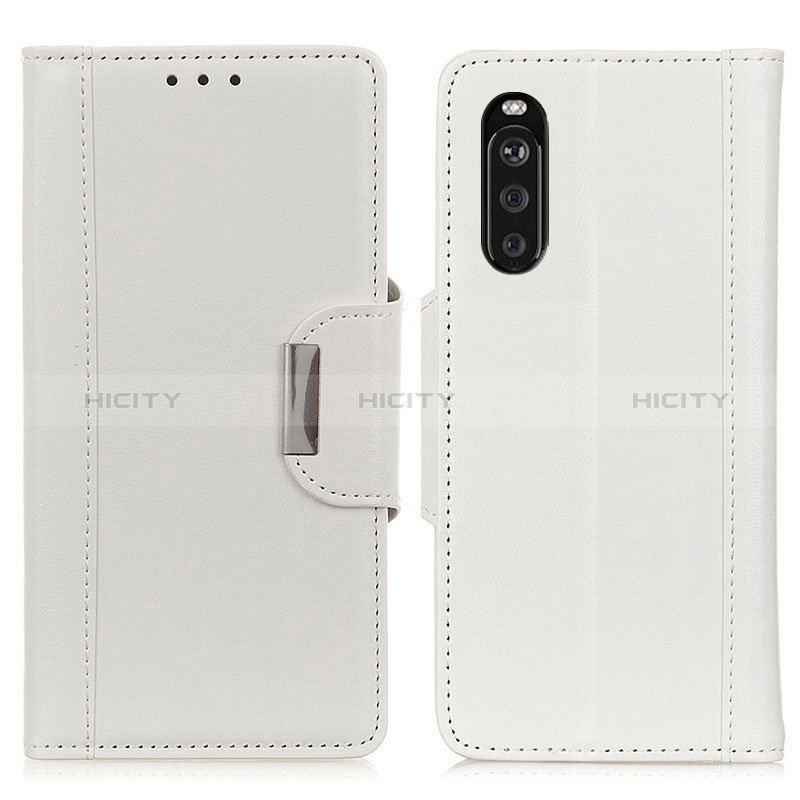 Custodia Portafoglio In Pelle Cover con Supporto M01L per Sony Xperia 10 III Bianco