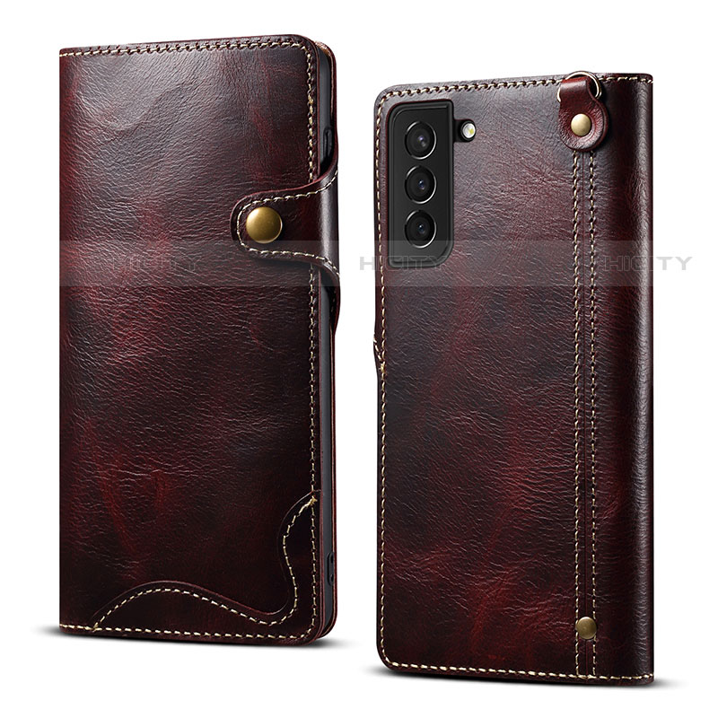 Custodia Portafoglio In Pelle Cover con Supporto M01T per Samsung Galaxy S21 5G Rosso Rosa