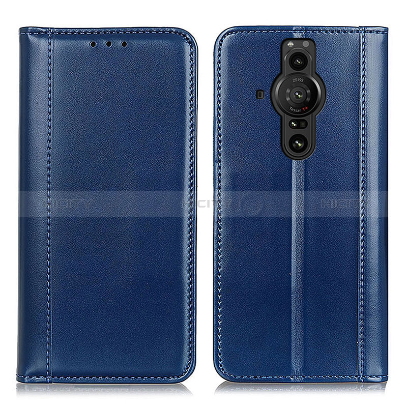 Custodia Portafoglio In Pelle Cover con Supporto M05L per Sony Xperia PRO-I Blu