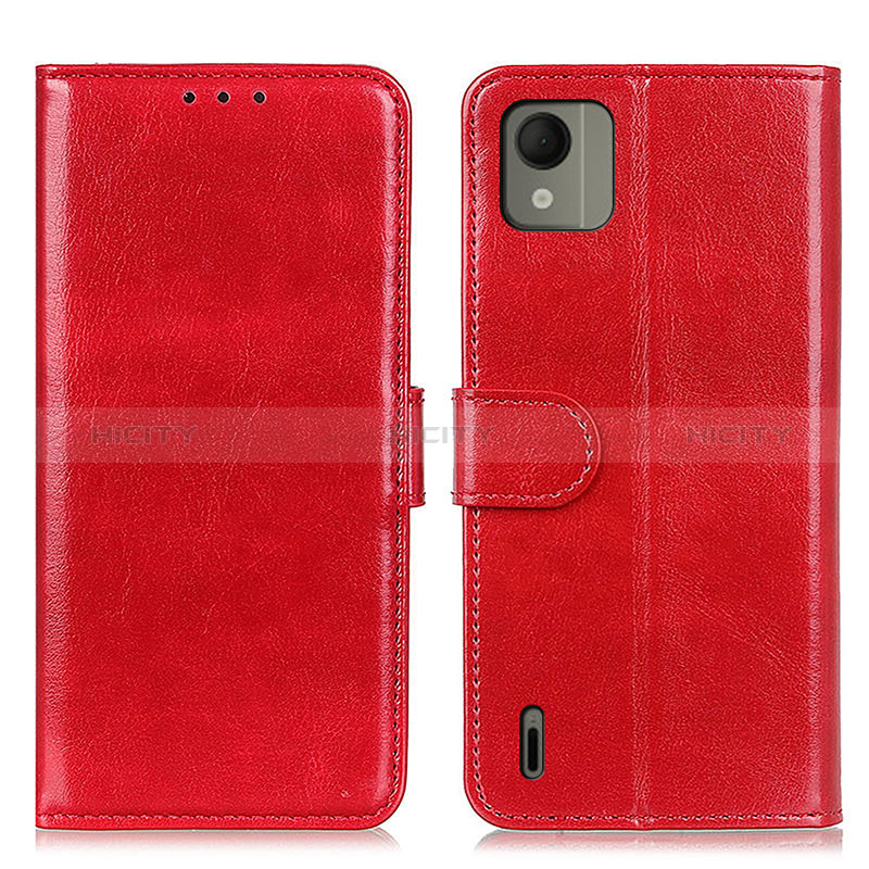 Custodia Portafoglio In Pelle Cover con Supporto M07L per Nokia C110 Rosso