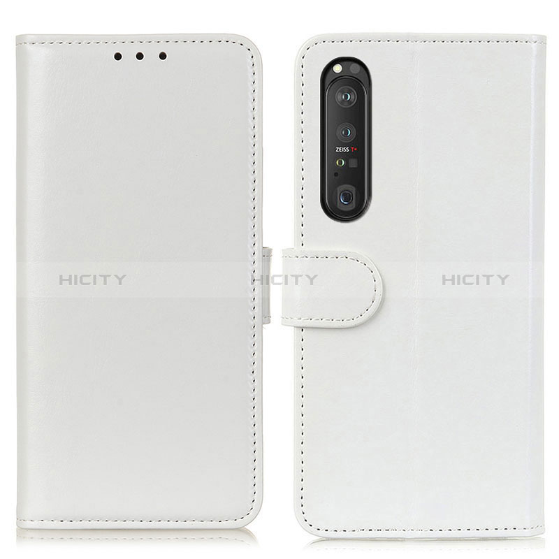 Custodia Portafoglio In Pelle Cover con Supporto M07L per Sony Xperia 1 III Bianco