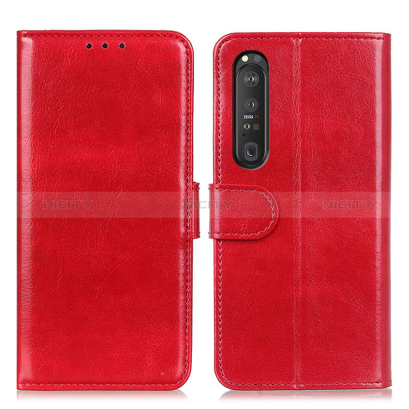 Custodia Portafoglio In Pelle Cover con Supporto M07L per Sony Xperia 1 III Rosso