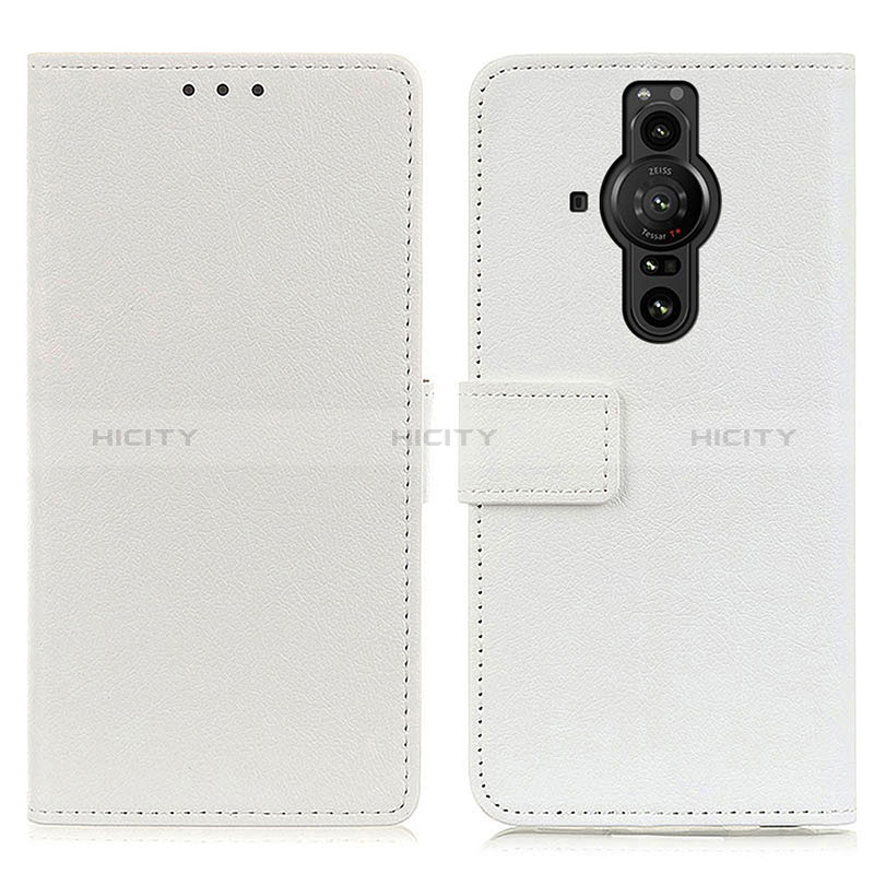 Custodia Portafoglio In Pelle Cover con Supporto M08L per Sony Xperia PRO-I Bianco