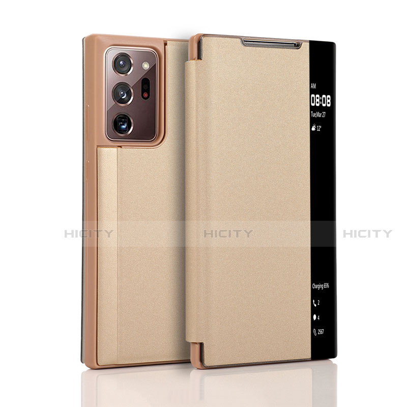 Custodia Portafoglio In Pelle Cover con Supporto N01 per Samsung Galaxy Note 20 Ultra 5G Oro