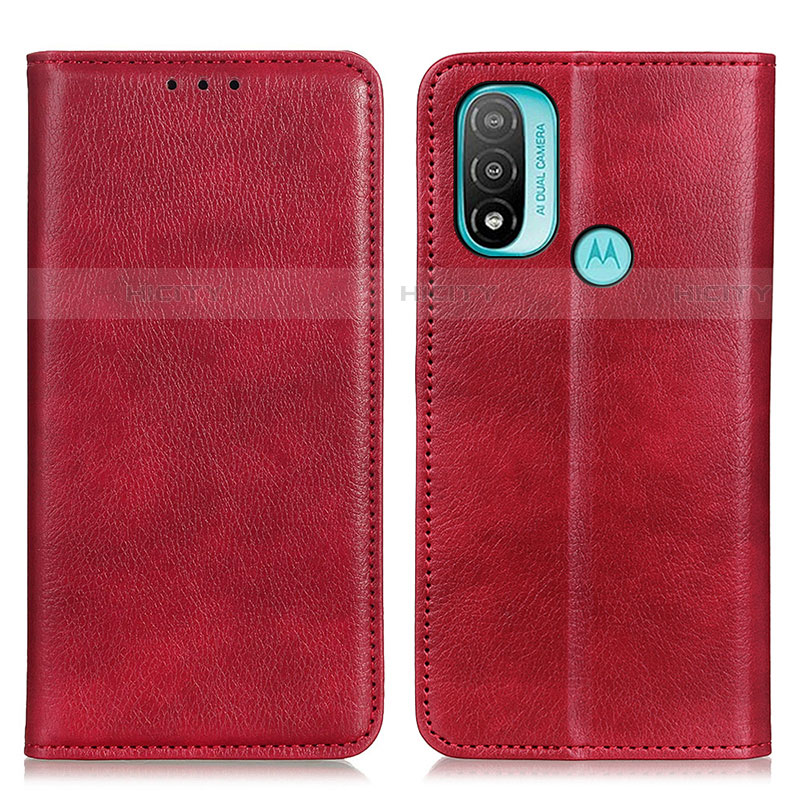 Custodia Portafoglio In Pelle Cover con Supporto N01P per Motorola Moto E20 Rosso