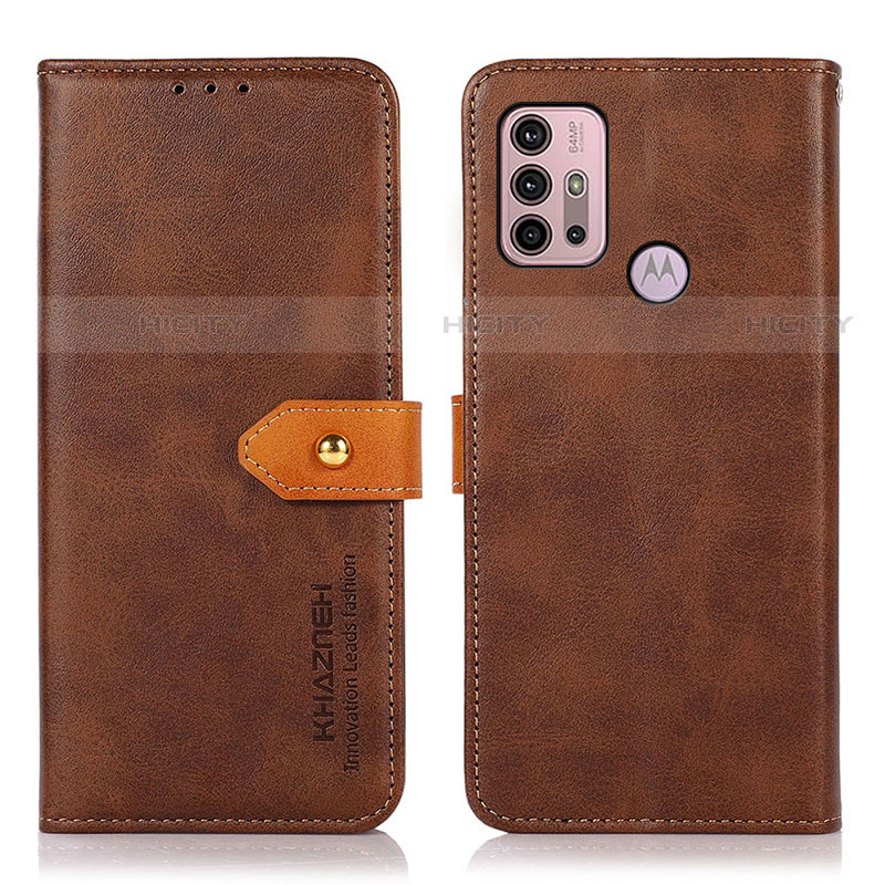 Custodia Portafoglio In Pelle Cover con Supporto N01P per Motorola Moto G30 Marrone