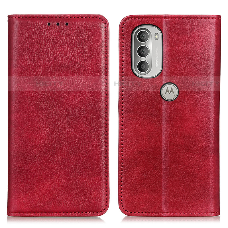 Custodia Portafoglio In Pelle Cover con Supporto N01P per Motorola Moto G51 5G Rosso