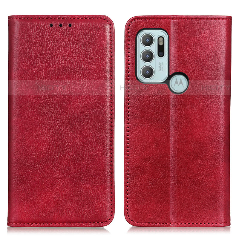 Custodia Portafoglio In Pelle Cover con Supporto N01P per Motorola Moto G60s Rosso