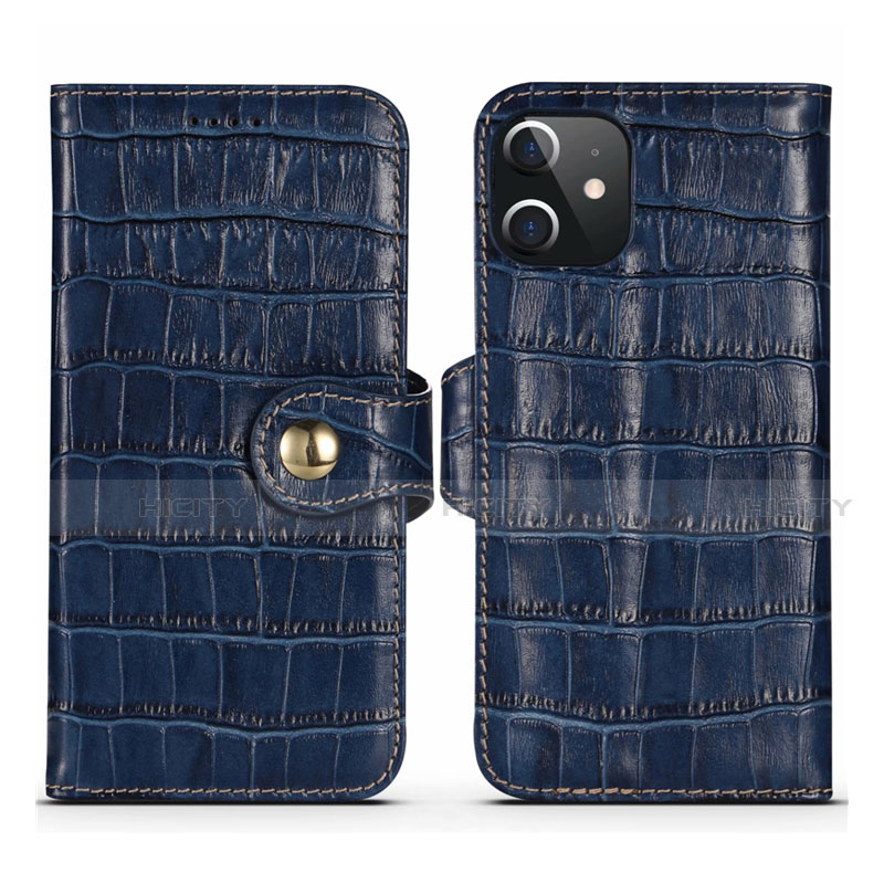 Custodia Portafoglio In Pelle Cover con Supporto N02 per Apple iPhone 12 Blu