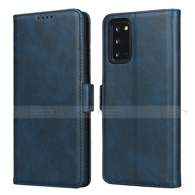 Custodia Portafoglio In Pelle Cover con Supporto N02 per Samsung Galaxy Note 20 5G Blu