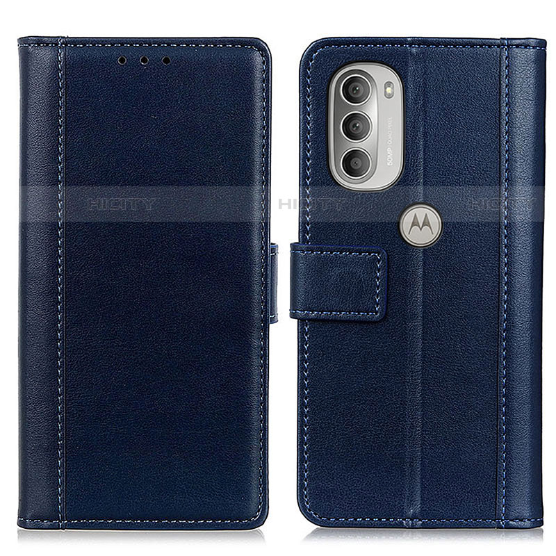 Custodia Portafoglio In Pelle Cover con Supporto N02P per Motorola Moto G51 5G Blu