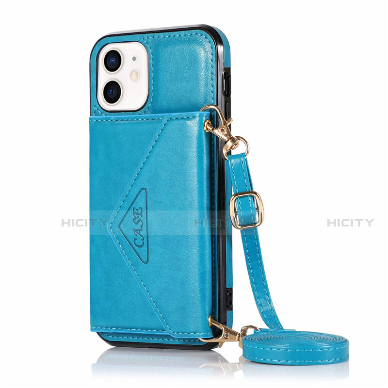 Custodia Portafoglio In Pelle Cover con Supporto N03 per Apple iPhone 12 Mini Cielo Blu