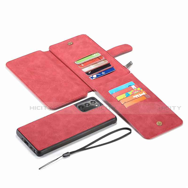Custodia Portafoglio In Pelle Cover con Supporto N03 per Samsung Galaxy Note 20 5G Rosso