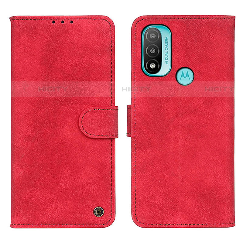 Custodia Portafoglio In Pelle Cover con Supporto N03P per Motorola Moto E20 Rosso