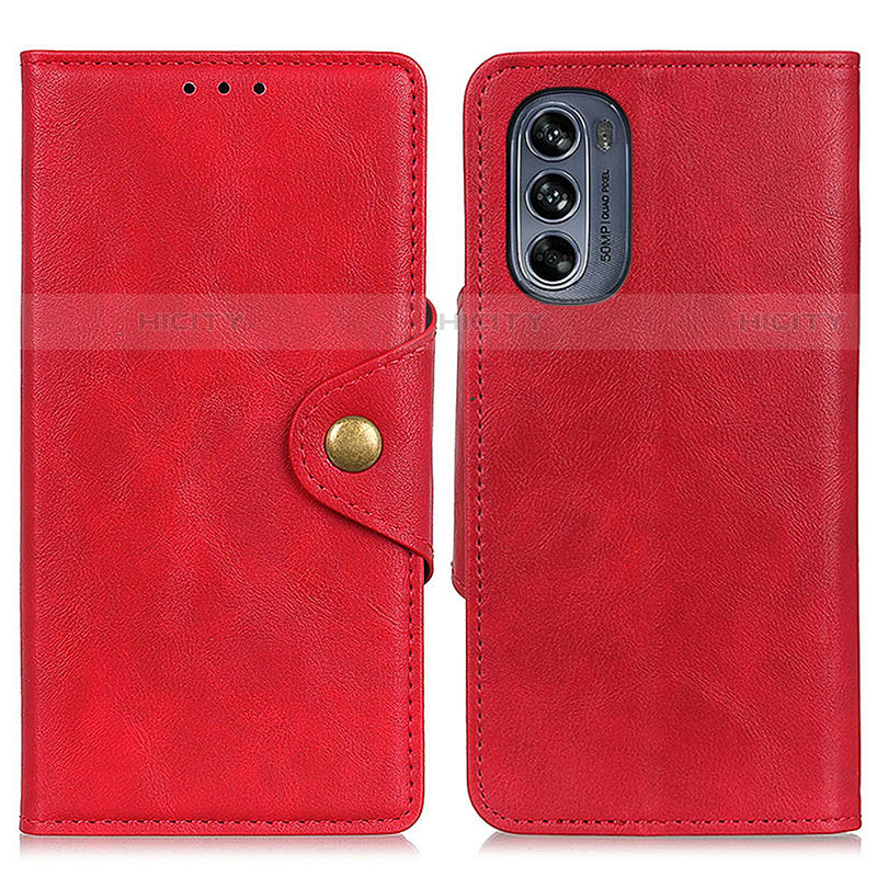 Custodia Portafoglio In Pelle Cover con Supporto N03P per Motorola Moto G62 5G Rosso