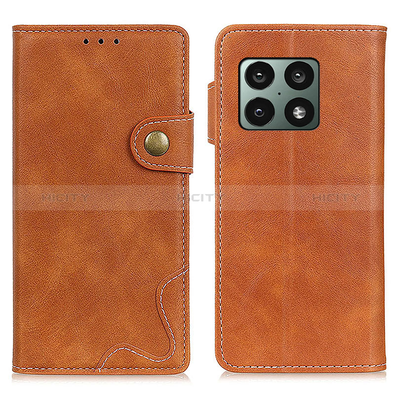 Custodia Portafoglio In Pelle Cover con Supporto N03P per OnePlus 10 Pro 5G Marrone