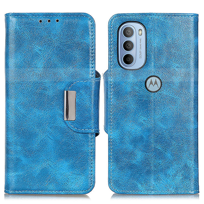Custodia Portafoglio In Pelle Cover con Supporto N04P per Motorola Moto G31 Cielo Blu