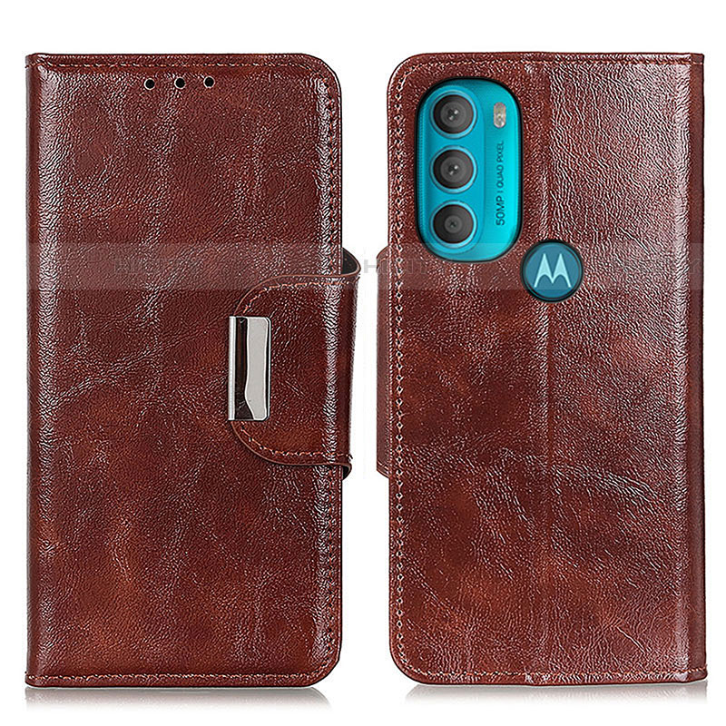 Custodia Portafoglio In Pelle Cover con Supporto N04P per Motorola Moto G71 5G Marrone
