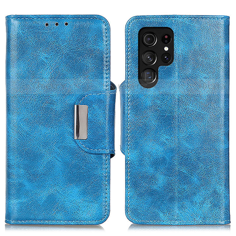 Custodia Portafoglio In Pelle Cover con Supporto N04P per Samsung Galaxy S22 Ultra 5G Cielo Blu