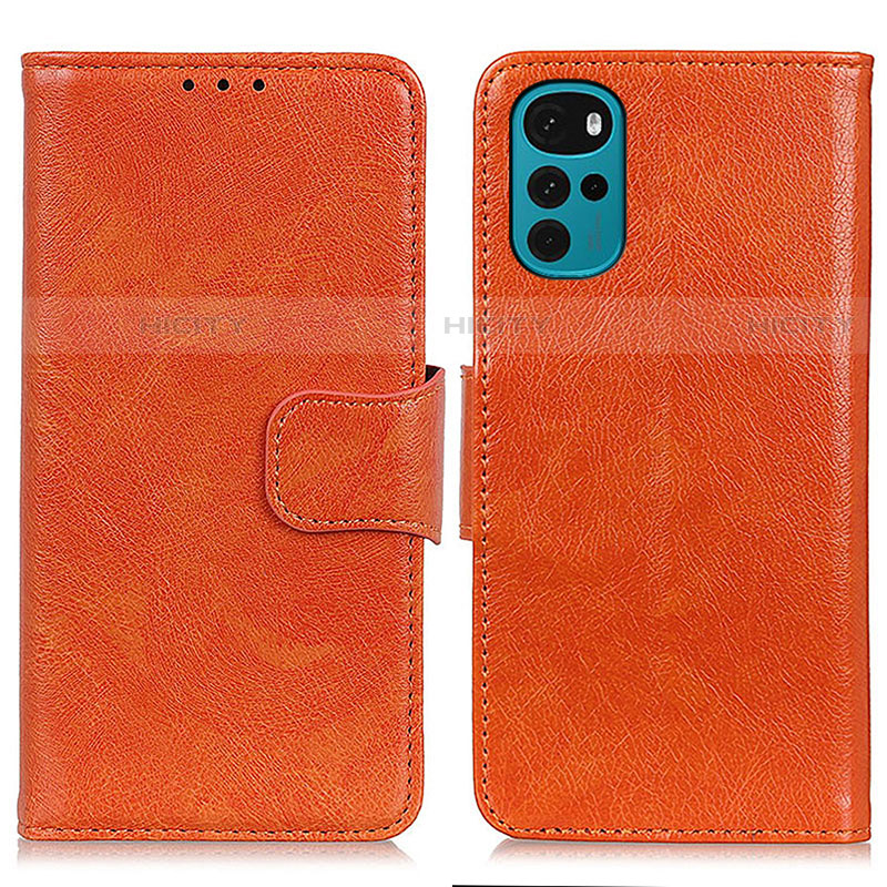 Custodia Portafoglio In Pelle Cover con Supporto N05P per Motorola Moto G22 Arancione