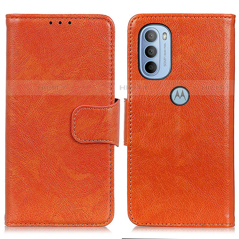 Custodia Portafoglio In Pelle Cover con Supporto N05P per Motorola Moto G31 Arancione