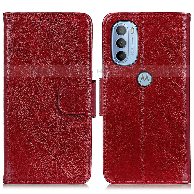 Custodia Portafoglio In Pelle Cover con Supporto N05P per Motorola Moto G31 Rosso