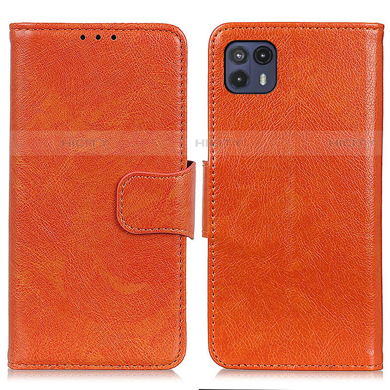 Custodia Portafoglio In Pelle Cover con Supporto N05P per Motorola Moto G50 5G Arancione