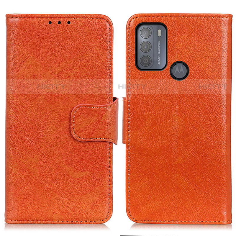 Custodia Portafoglio In Pelle Cover con Supporto N05P per Motorola Moto G50 Arancione