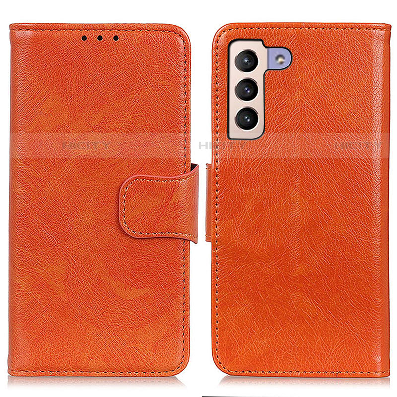 Custodia Portafoglio In Pelle Cover con Supporto N05P per Samsung Galaxy S21 FE 5G Arancione