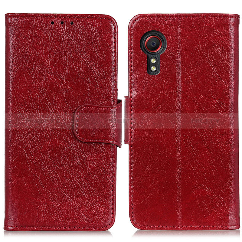 Custodia Portafoglio In Pelle Cover con Supporto N05P per Samsung Galaxy XCover 5 SM-G525F Rosso