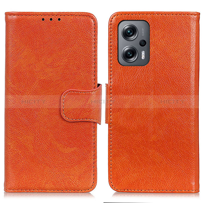 Custodia Portafoglio In Pelle Cover con Supporto N05P per Xiaomi Poco F5 5G Arancione