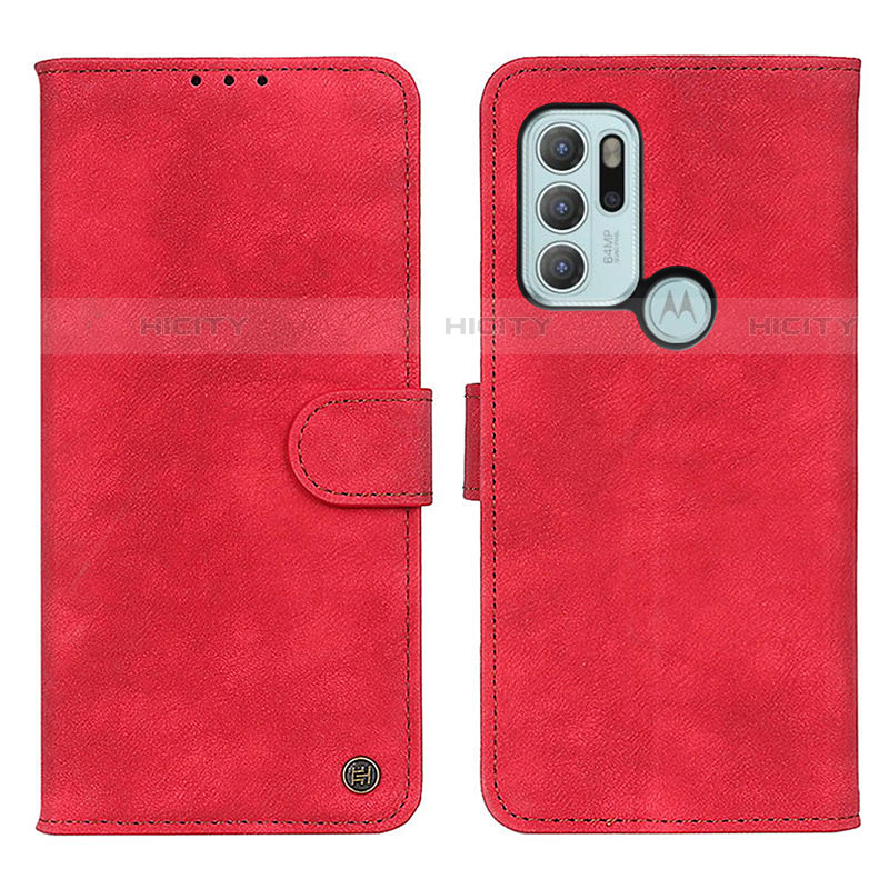 Custodia Portafoglio In Pelle Cover con Supporto N06P per Motorola Moto G60s Rosso