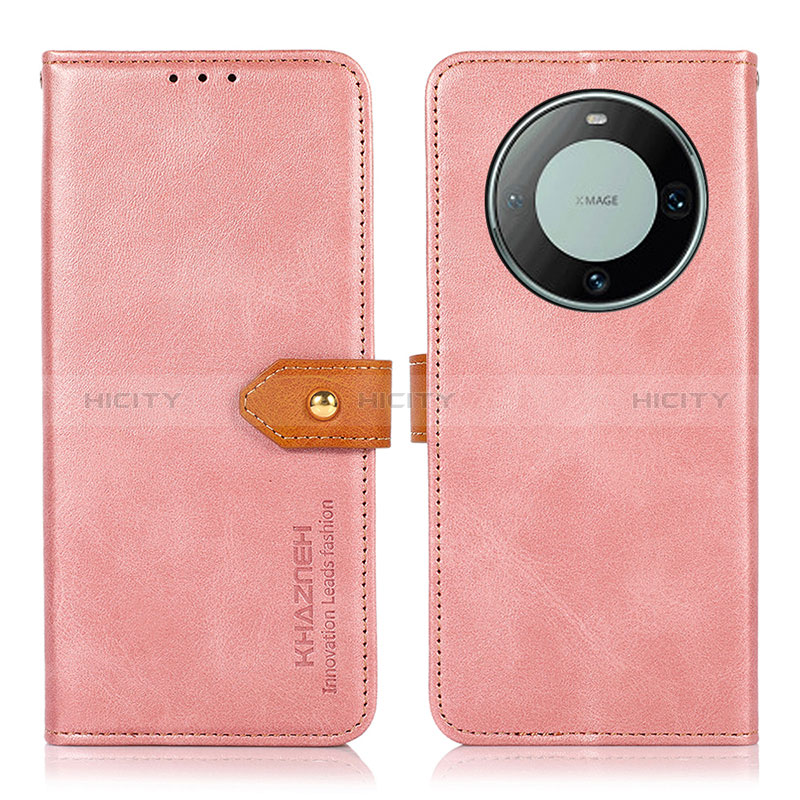 Custodia Portafoglio In Pelle Cover con Supporto N07P per Huawei Mate 60 Rosa