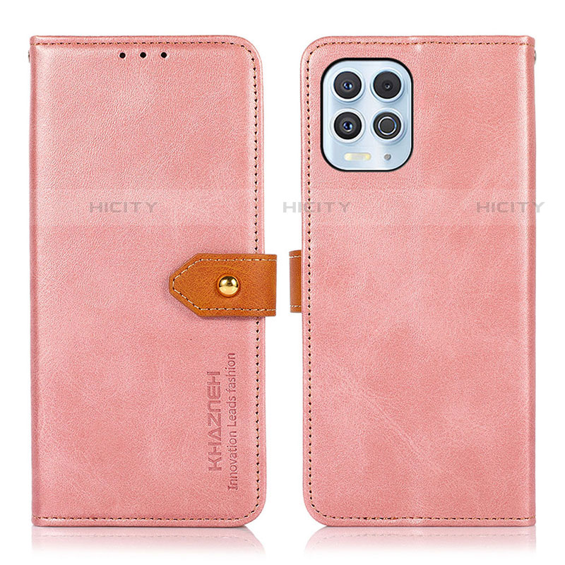 Custodia Portafoglio In Pelle Cover con Supporto N07P per Motorola Moto G100 5G Rosa