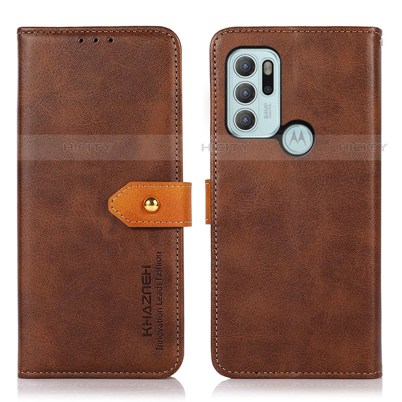 Custodia Portafoglio In Pelle Cover con Supporto N07P per Motorola Moto G60s Marrone