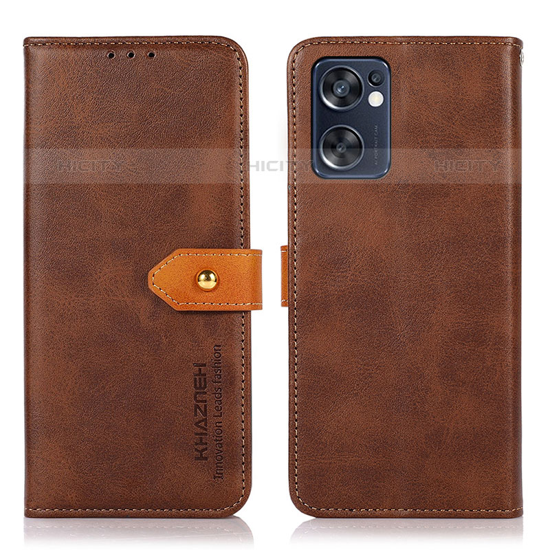 Custodia Portafoglio In Pelle Cover con Supporto N07P per Oppo Reno7 SE 5G Marrone