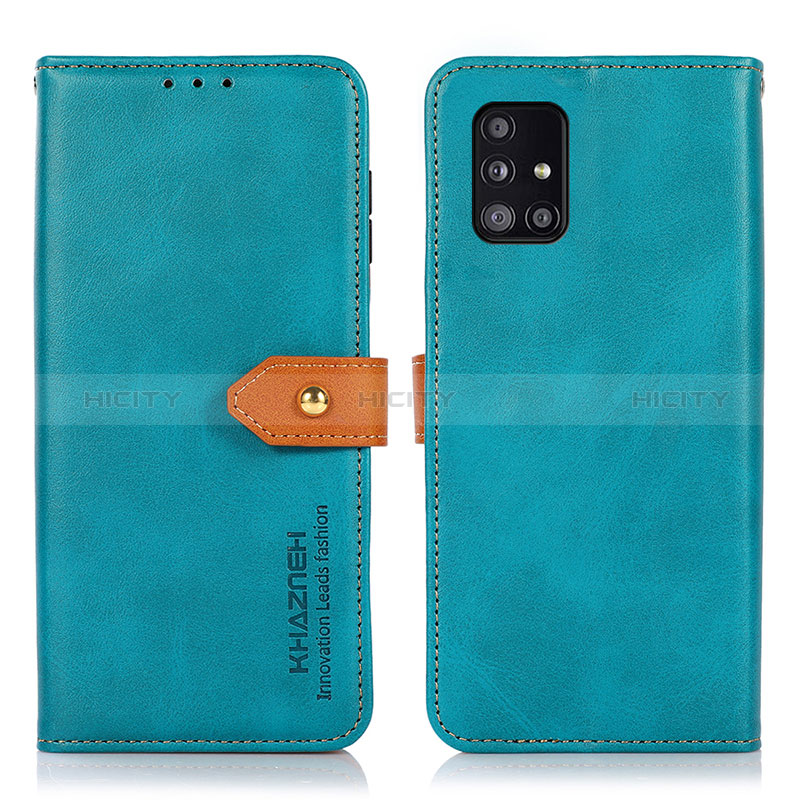 Custodia Portafoglio In Pelle Cover con Supporto N07P per Samsung Galaxy A51 4G Ciano