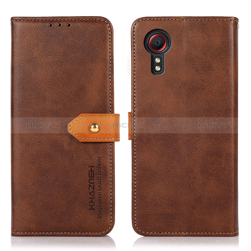 Custodia Portafoglio In Pelle Cover con Supporto N07P per Samsung Galaxy XCover 5 SM-G525F Marrone