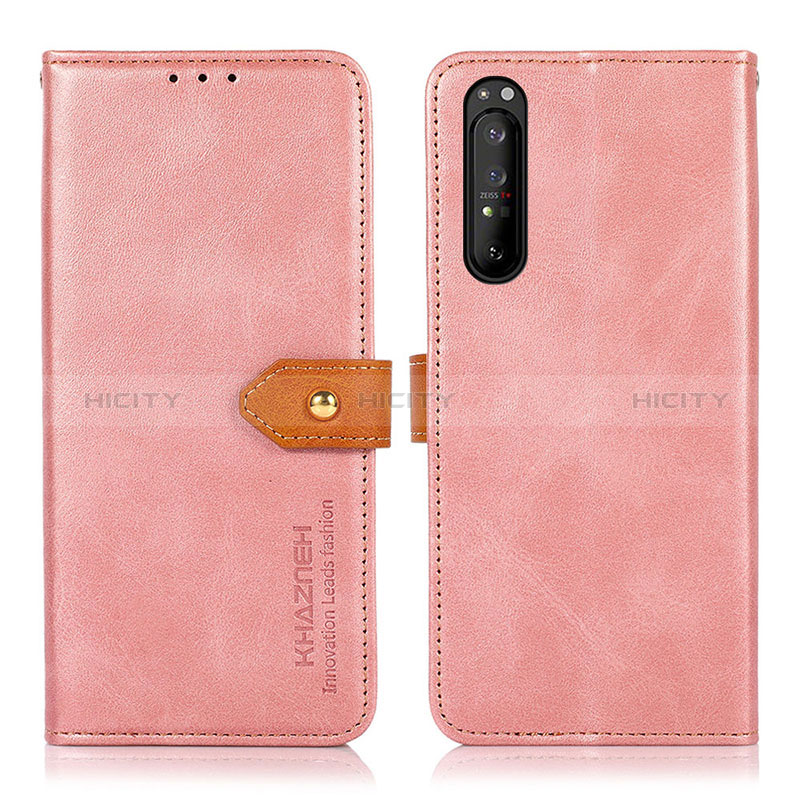 Custodia Portafoglio In Pelle Cover con Supporto N07P per Sony Xperia 1 II Rosa