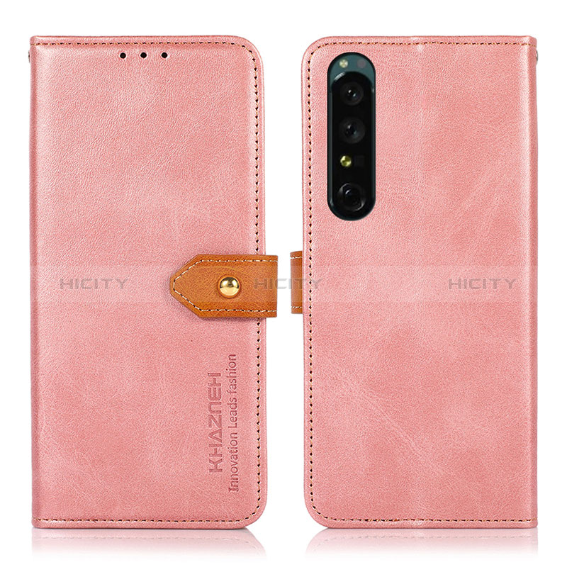 Custodia Portafoglio In Pelle Cover con Supporto N07P per Sony Xperia 1 III Rosa