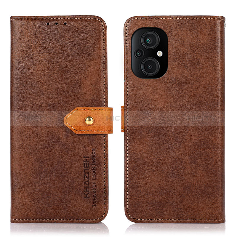 Custodia Portafoglio In Pelle Cover con Supporto N07P per Xiaomi Poco M5 4G Marrone