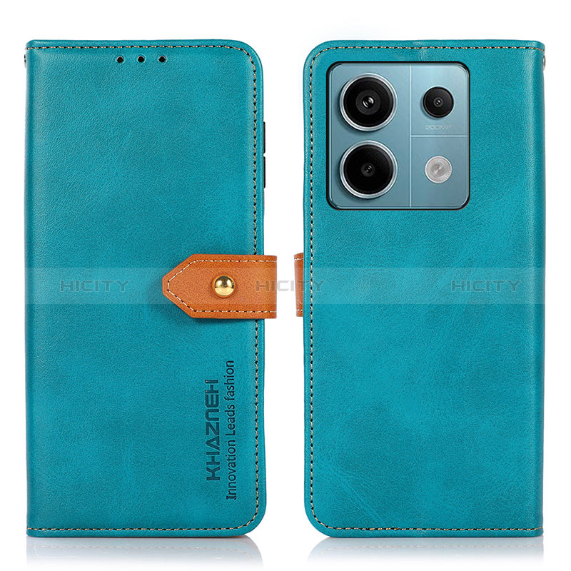 Custodia Portafoglio In Pelle Cover con Supporto N07P per Xiaomi Redmi Note 13 Pro 5G Ciano
