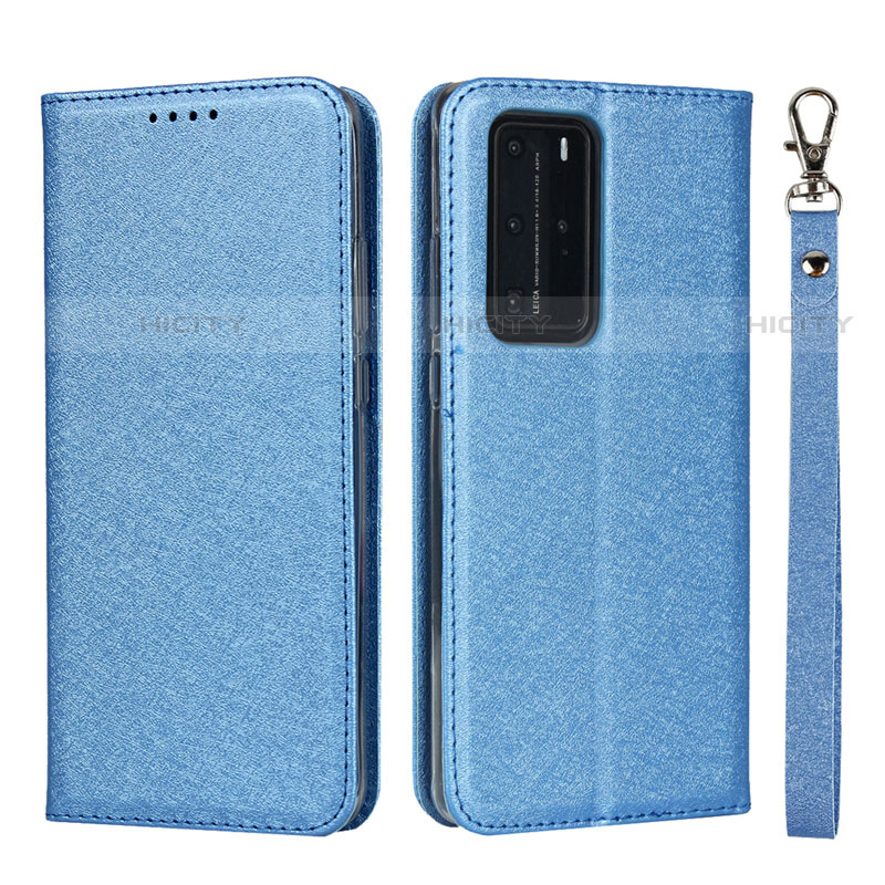 Custodia Portafoglio In Pelle Cover con Supporto N12 per Huawei P40 Pro Cielo Blu