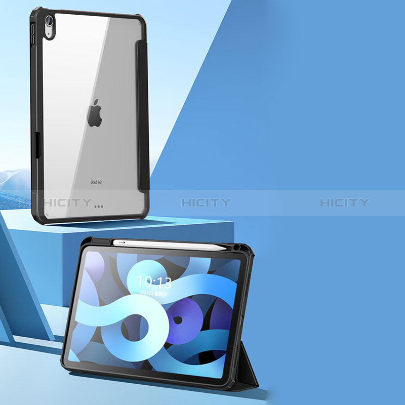 Custodia Portafoglio In Pelle Cover con Supporto P01 per Apple iPad Air 5 10.9 (2022) Nero