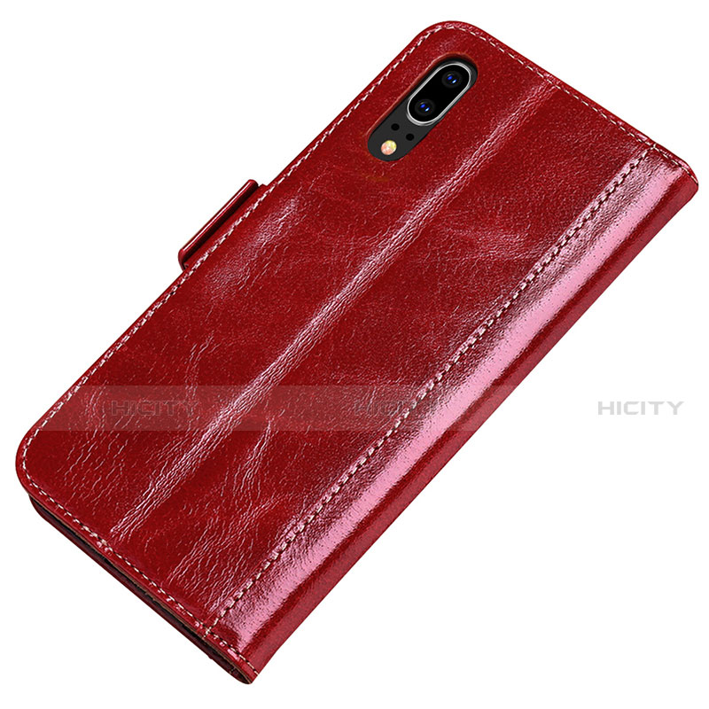 Custodia Portafoglio In Pelle Cover con Supporto P01 per Huawei P20 Rosso